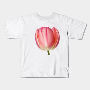 Pink Tulip flower art print Kids T-Shirt